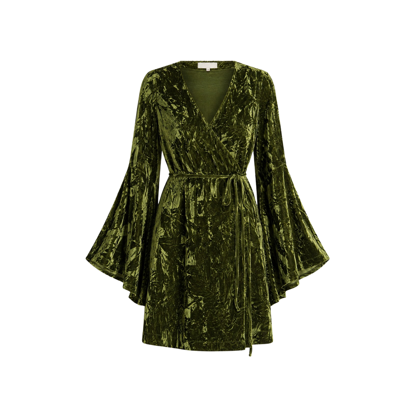 Jaded Olive Crushed Velvet Wrap Dress